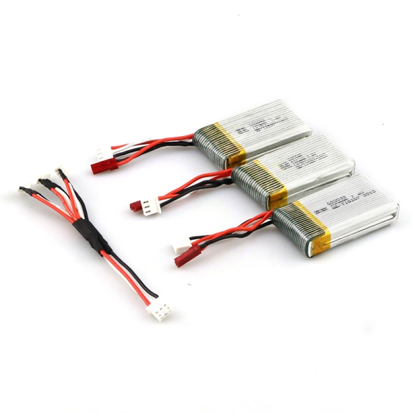 3 x 7.4V 25C 700mAh Battery & 1 To 3 Charging Cable Set For MJX X600 X601H RC Quadcopter