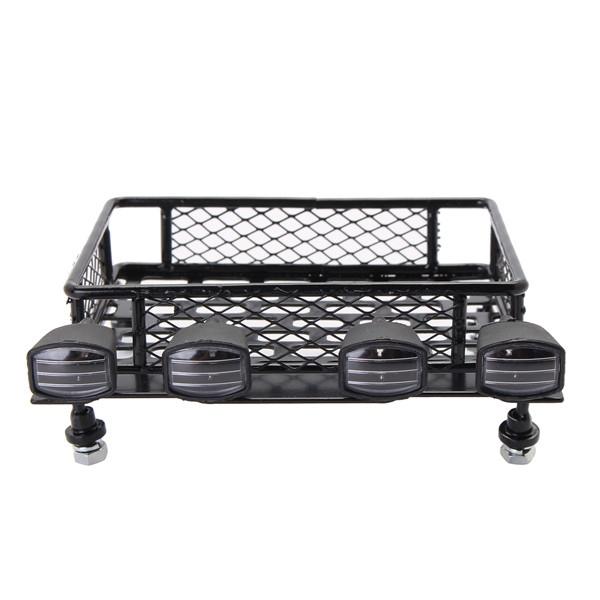 Jazrider Steel Luggage Tray Roof Rack with Light For 1/10 RC Car Truck Tamiya Axial