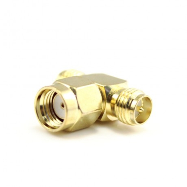 2PCS RP-SMA Male to Two 2 RP-SMA Female T Connector Adapter