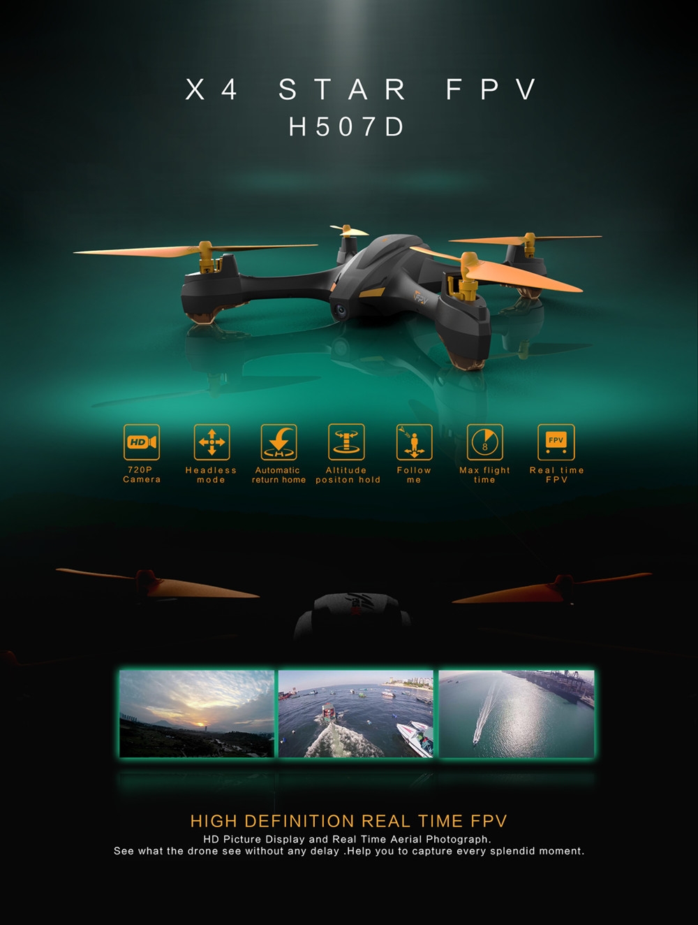 Hubsan X4 STAR H507D 5.8G FPV With 720P HD Camera GPS Altitude Hold RC Drone Quadcopter RTF - Photo: 1