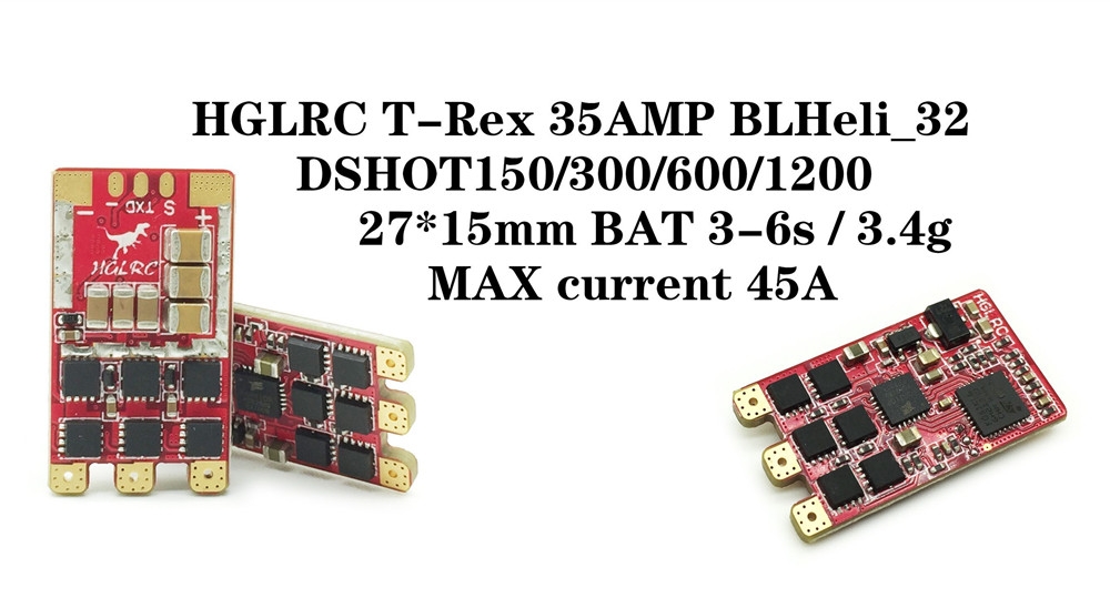 HGLRC T-REX 35AMP 35A BLHeli_32 3-6S ESC DSHOT1200 for RC FPV Racing Drone