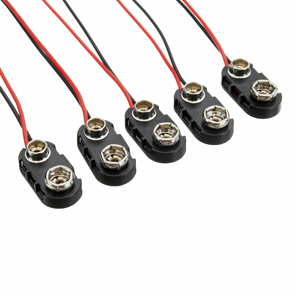 5Pcs 175mm 9V T Type I Type Battery Buckle Connector Snap Clip Lead Cable
