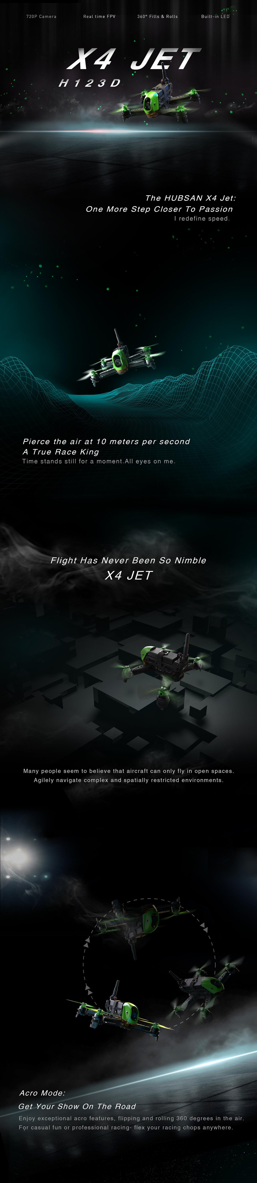 Hubsan H123D X4 JET 5.8G FPV Brushless Racing Drone With 720P Adjustable HD Camera RC Quadcopter