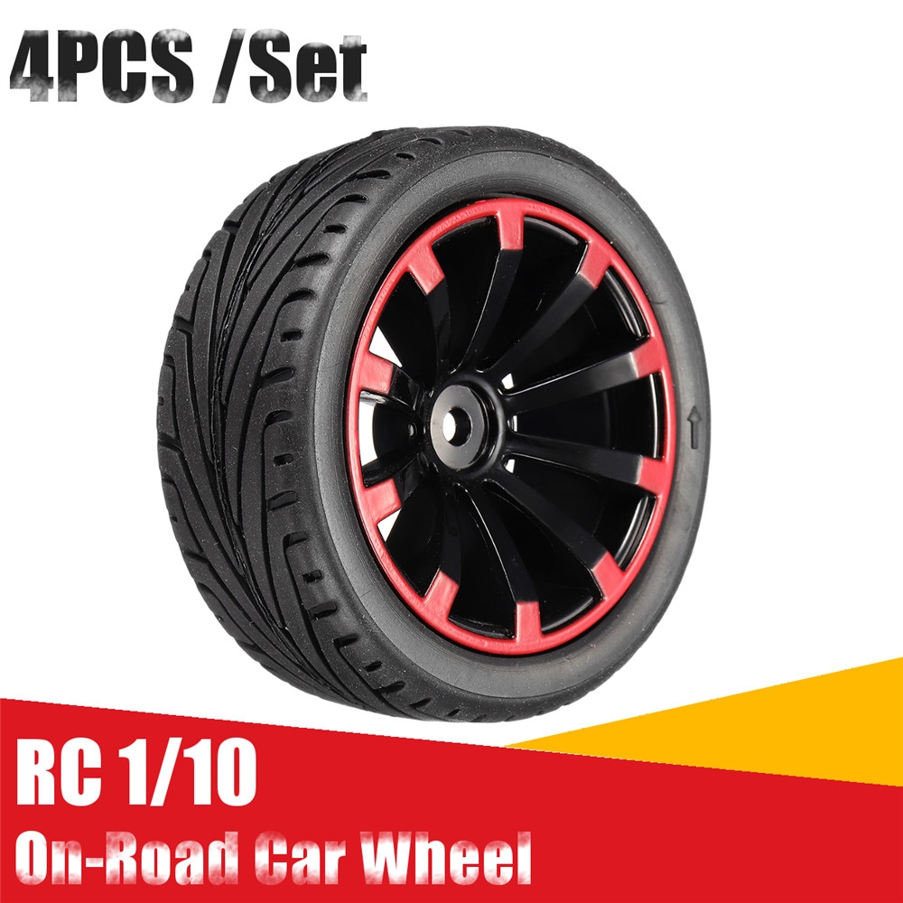 AUSTAR 4PC 68*26mm Rubber Racing Tires Tyre Wheel Rim for 1/10 On-Road Rc Car Parts