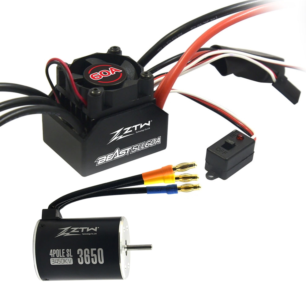 Beast Brushless SL 3650B 3450KV Rc Car Motor With SLL 60A Waterproof ESC Set For 1/10 Rc Car