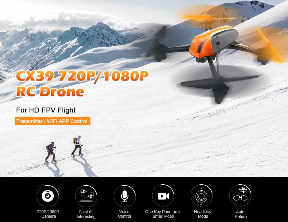 Cheerson CX39 WIFI FPV With 1080P Camera Altitude Hold Mode Voice Control RC Drone Quadcopter RTF