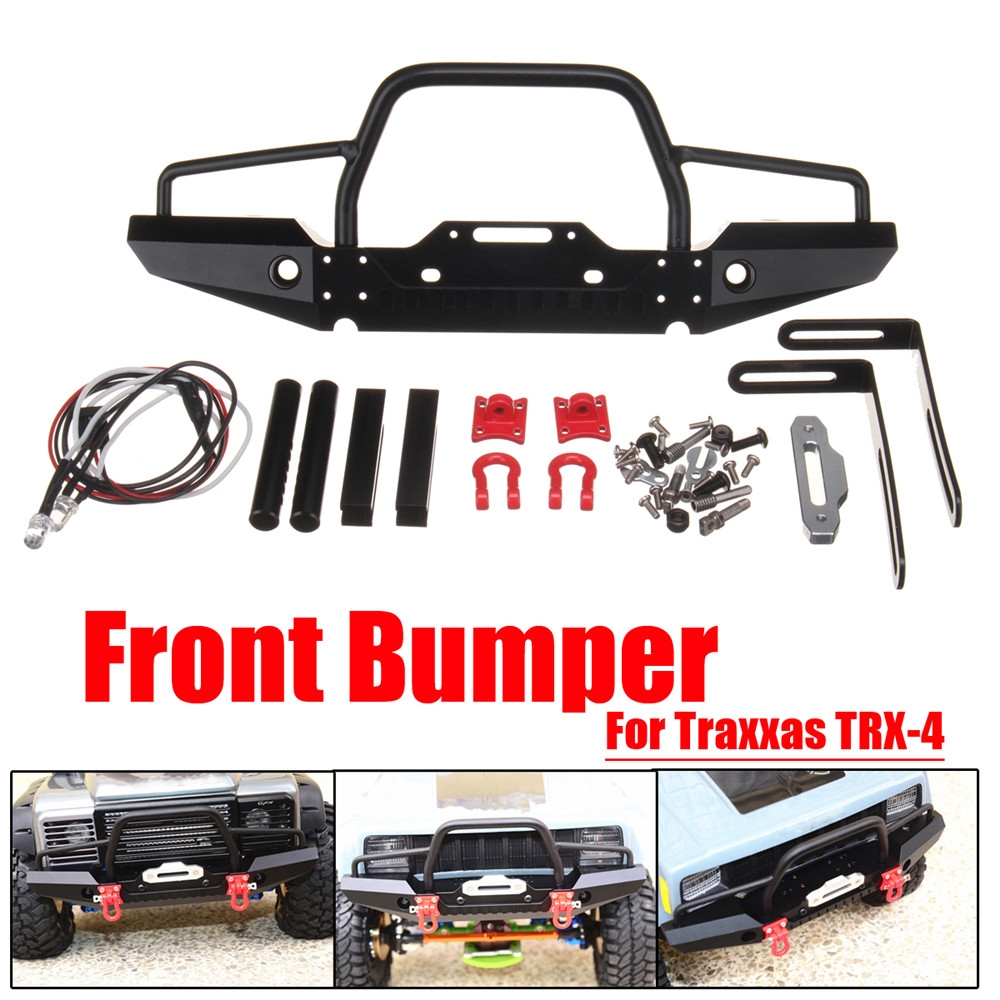 1/10 RC Crawler Car Aluminum Front Bumper w/ Winch Mount LED for Traxxas TRX-4 Rc Car Parts