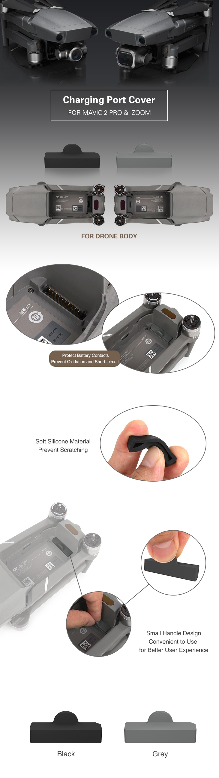 Sunnylife Dust-proof Body Battery Terminal Charging Plug Protectors Cover Case for DJI Mavic 2 Drone