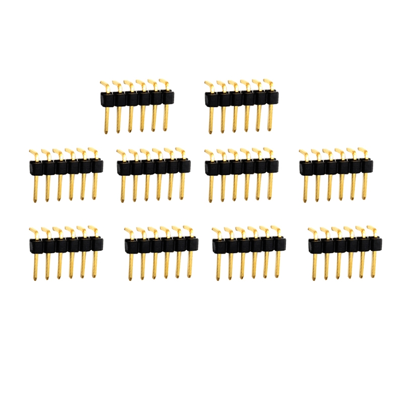 10Pcs Lantian 2.54mm Gold-plated 3U Reverse Curved Single Row Pin Header Connector