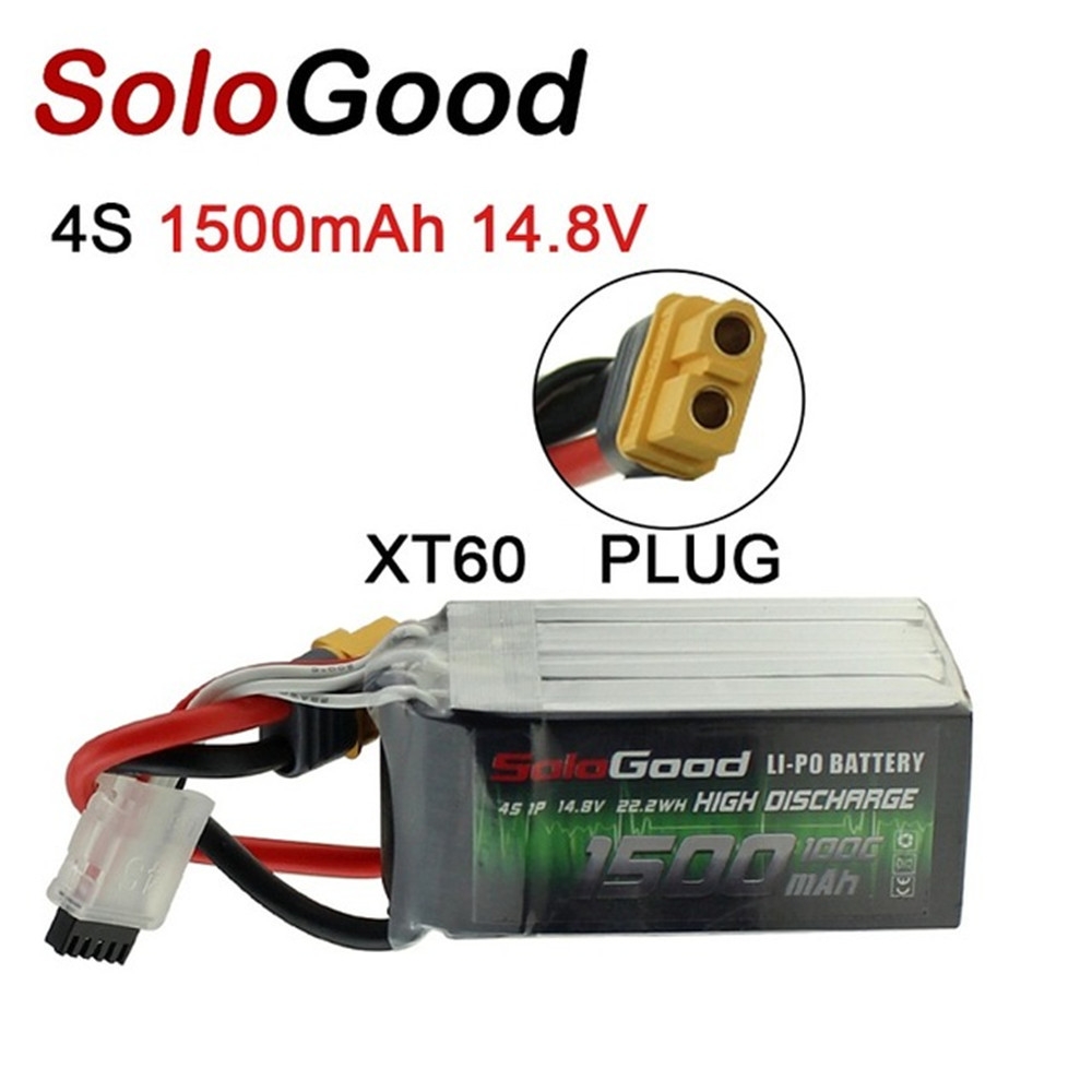 SoloGood 14.8V 1500mAh 75C 4S XT60 Plug Lipo Battery for Rc Racing Car Model Parts