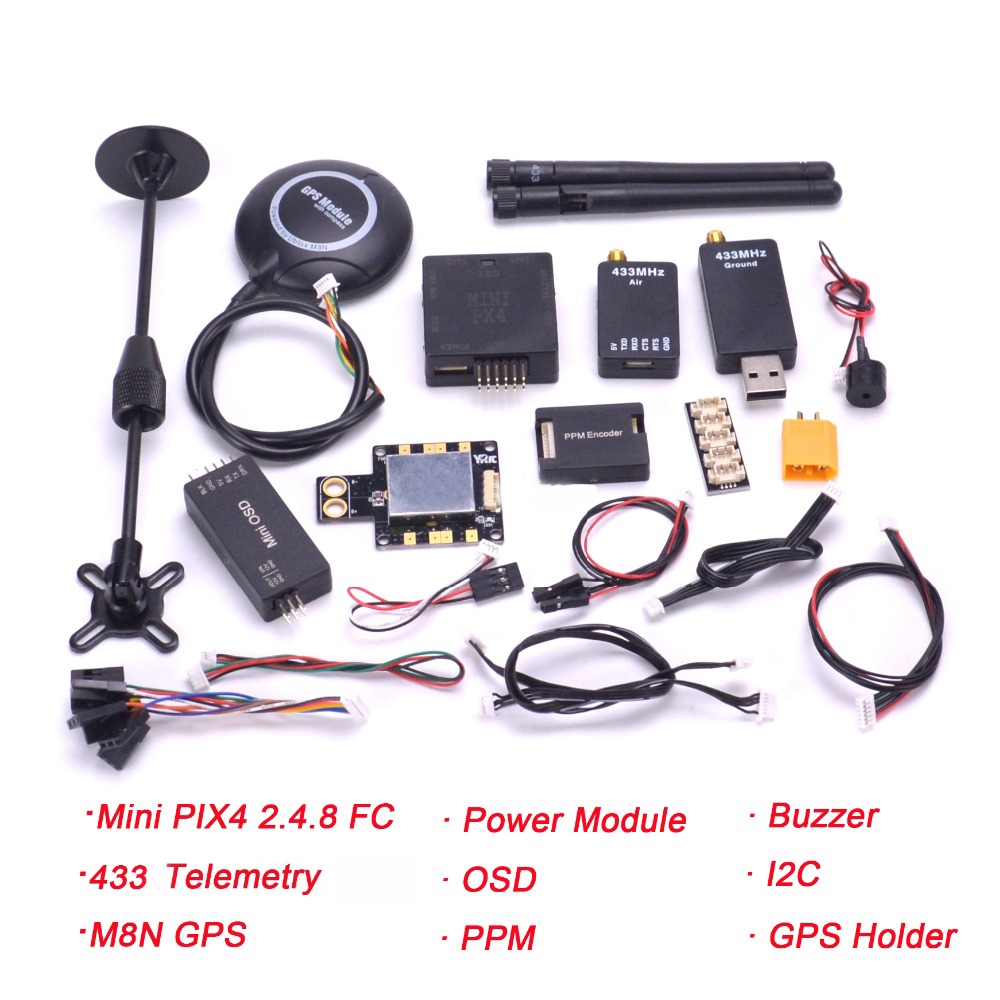 PX4 Pixhawk PIX 2.4.8 32bit Flight Controller 433 Mhz Radio Telemetry M8N GPS +OSD + PM +Buzzer + PPM + I2C