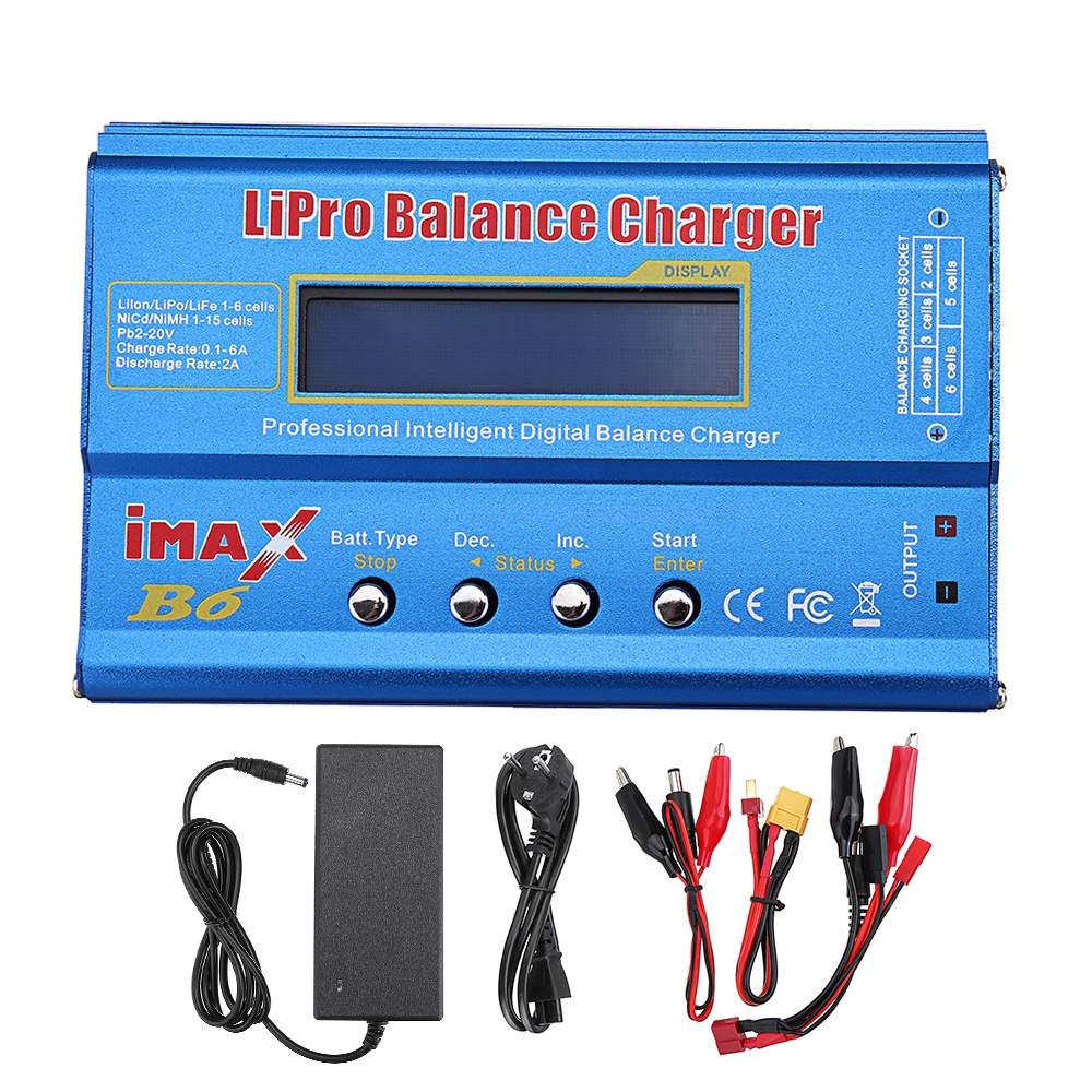 iMAX B6 80W 6A Lipo Battery Balance Charger Discharger XT60 Output with Power Supply Adapter