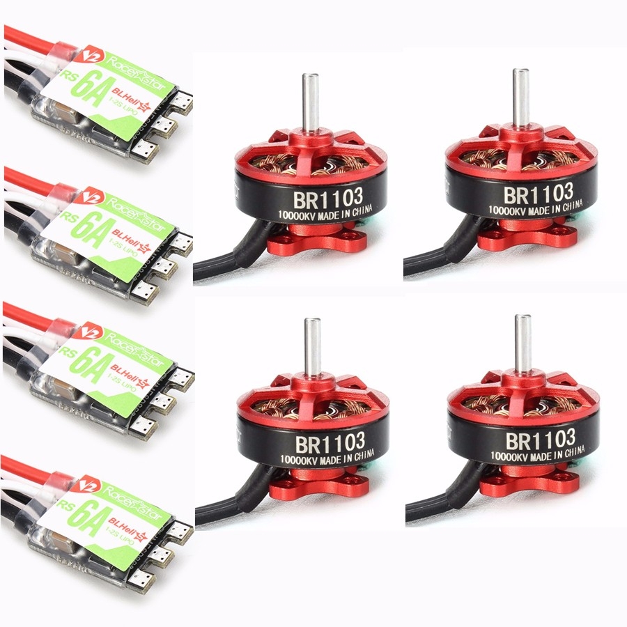 4X Racerstar Racing Edition 1103 BR1103 10000KV 1-2S Motor + 4X RS6A V2 Blheli_S 1-2S ESC D-shot