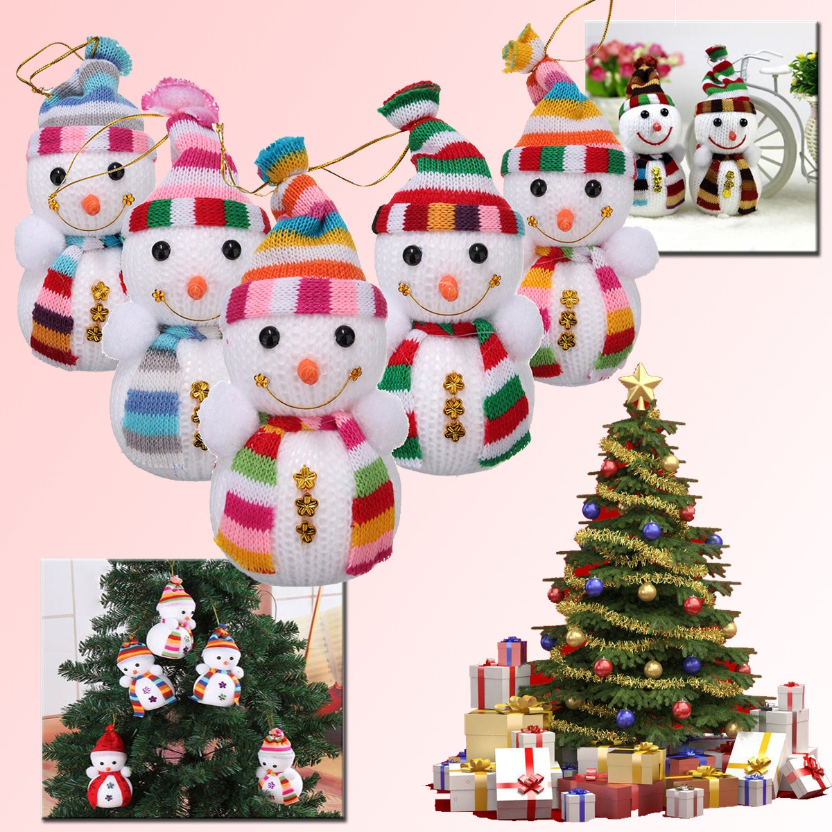 5Pcs Christmas Snowman Doll Xmas Festival Tree Hanging Ornament Decoration Gifts