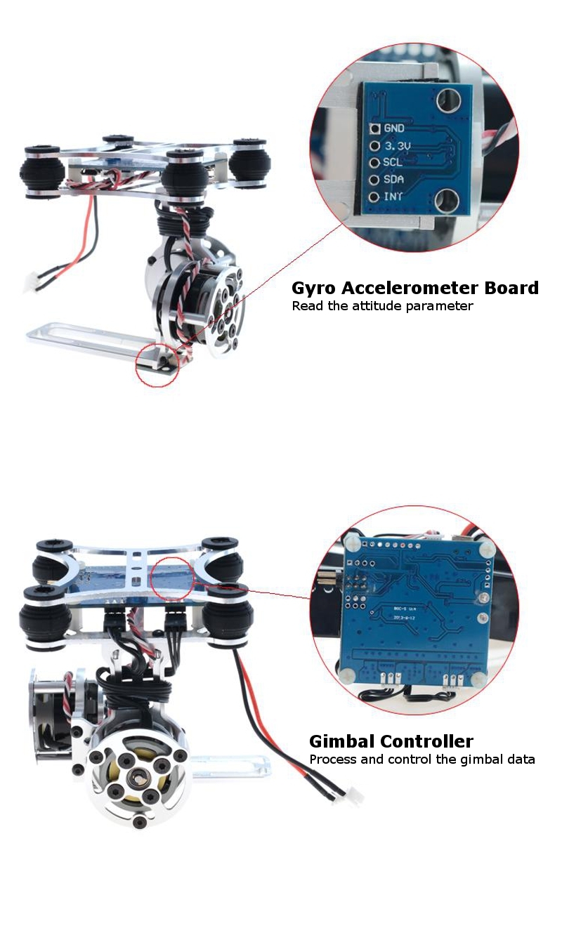 Light 2 Axis Brushless Gimbal With BGC3.0 Plug and Play Stabilizer For GoPro SJ Hawkeye DJI Cheerson