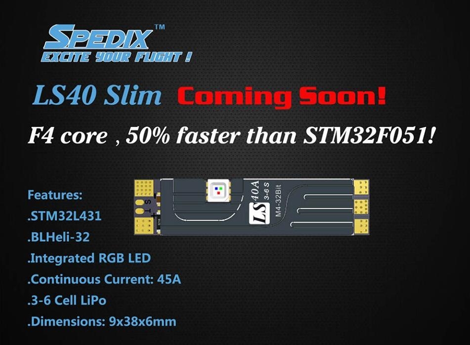 SPEDIX LS40 Slim 40A 3-6S Blheli_32 M4-32bit F4 Core Brushless ESC for RC Drone FPV Racing