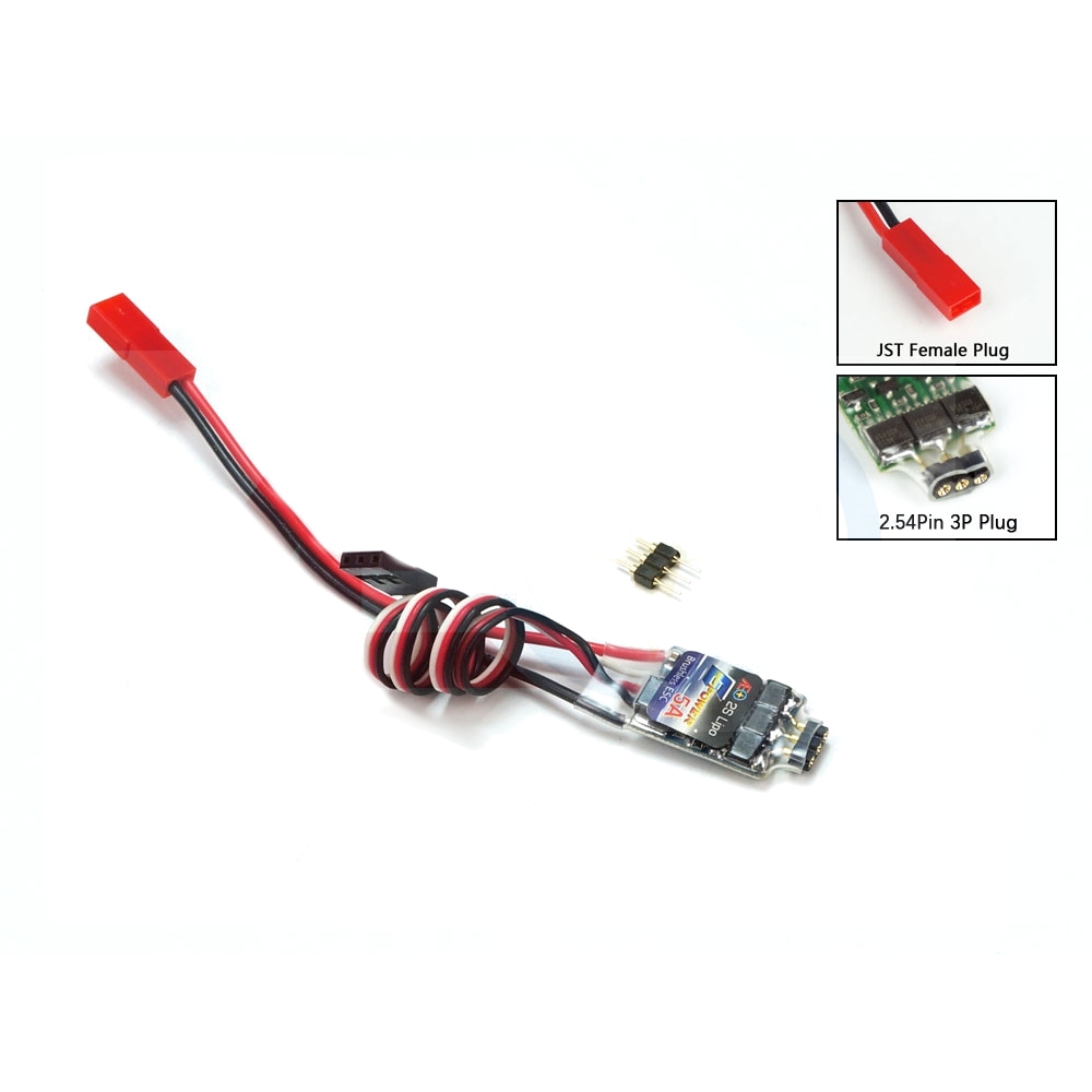 AEORC E-Power BE002 Motor Speed Controller 5A Brushless ESC 2S with UBEC 2.54mm 3P Plug JST Connector for RC Airplane FPV Racing Drone