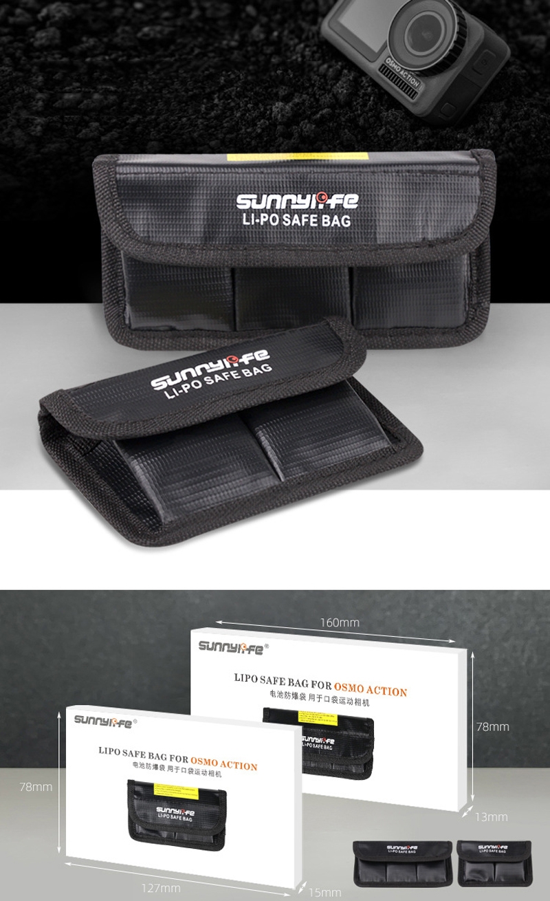 Sunnylife Lipo Battery Portable Explosion Proof Safety Bag for DJI OSMO Action Camera