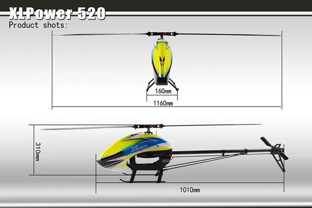 XLPower 520 XL520 FBL 6CH 3D Flying RC Helicopter Super Combo With 1100KV Motor 120A V4 ESC KST Digital Servos - Photo: 1