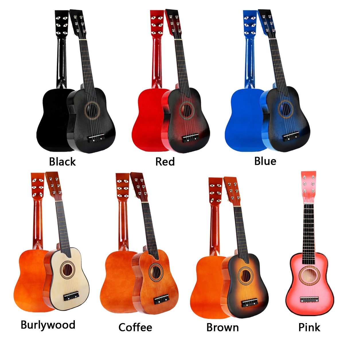 25 Inch 6 String Wooden Guitar with Extra String/Plectrum for Children