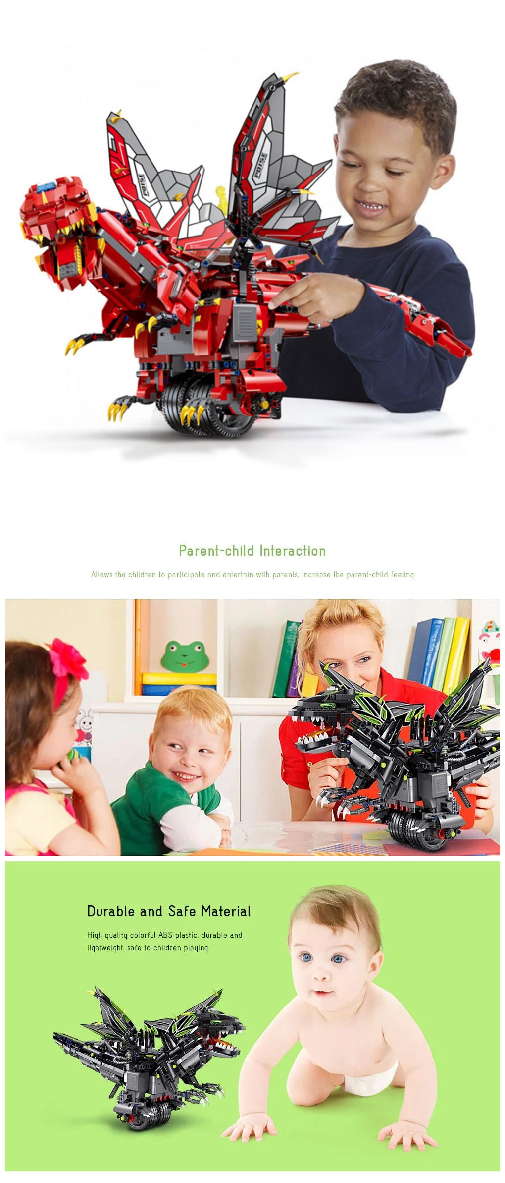 MoFun 2.4G DIY Dinosaur Programmable Block Building App Control Built-in Speaker Smart RC Robot Toy