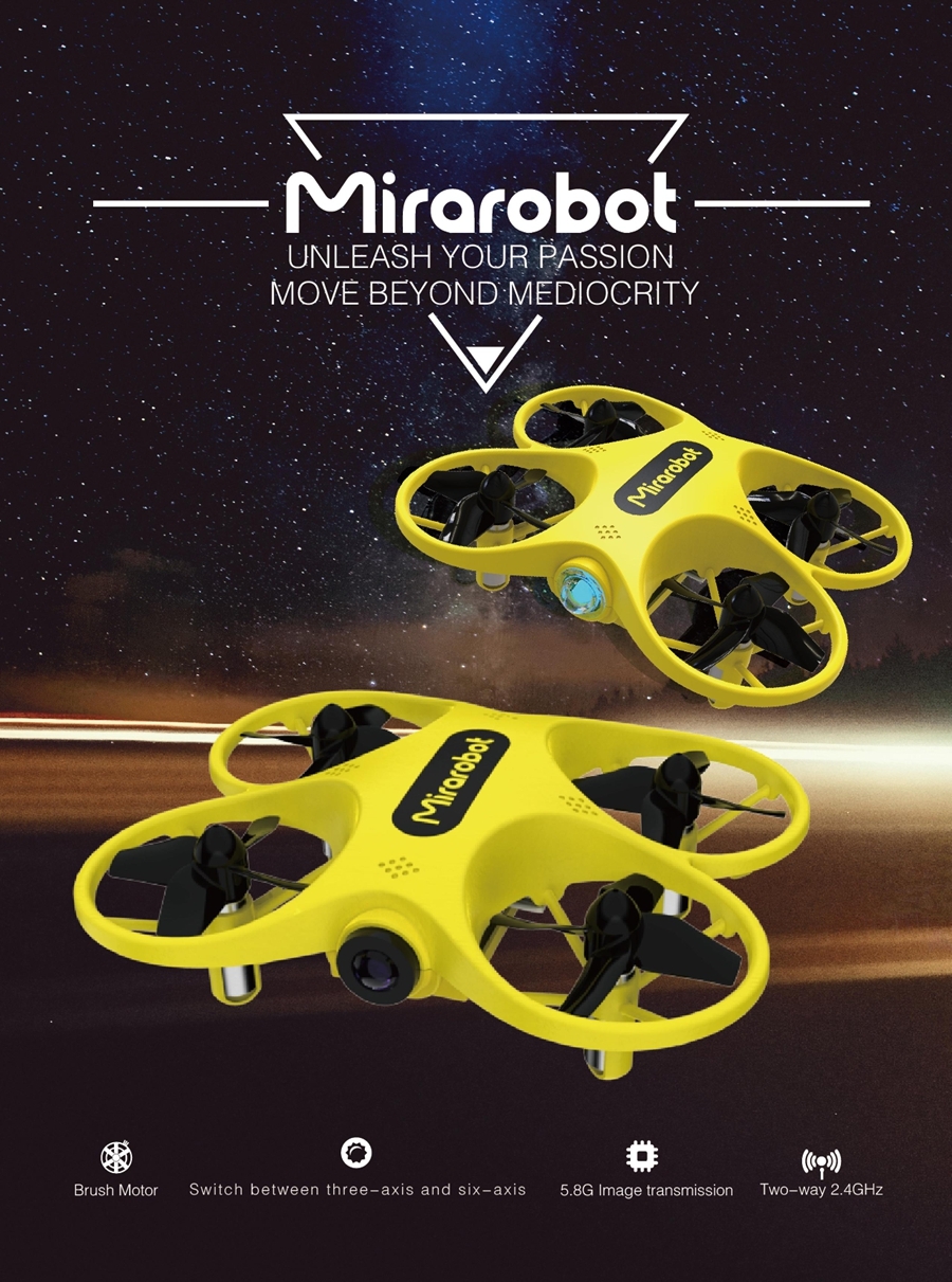 Mirarobot S60 Mini LED/FPV Racing Drone Quadcopter Flight Mode Switch with CM275T 5.8G 720P Camera