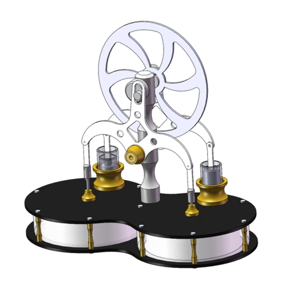 Peanut Shaped Stirling Double Cylinder Low Temperature Difference Engine Model Educational Toy