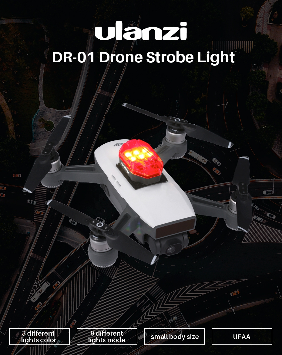 Ulanzi DR-01 Red Green White Flash Anti-Collision Warning Navigation Night Light for DJI Spark Mavic 2 Air RC Drone
