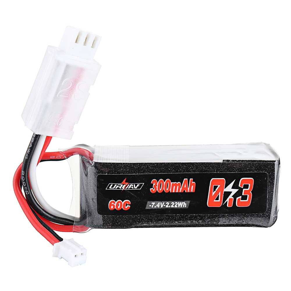 URUAV 7.4V 300mAh 60C 2S Lipo Battery PH2.0 Plug for RC Drone