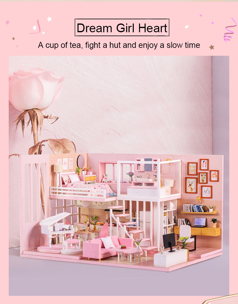 Iiecreate K-047 DIY Assembled Creative Dream Girl Heart Doll House Christmas Gifts Model Toy