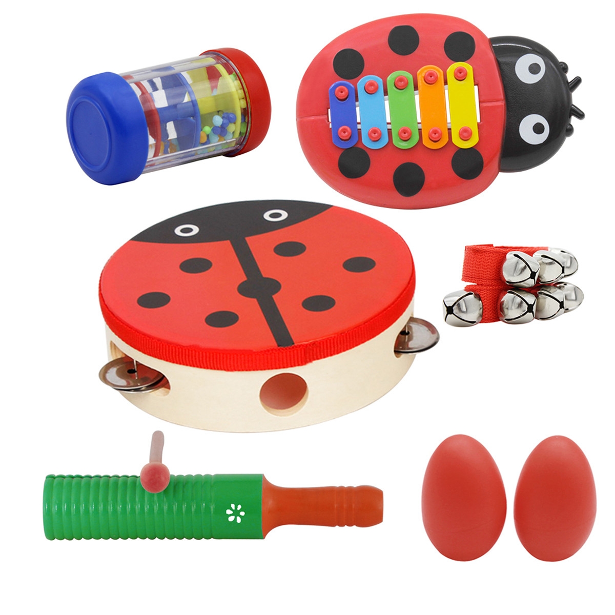 Orff Musical Instruments Sets Hand Drum Egg Maracas Wrist Bell Single Ring Percussion Piano A Section of Rain Educational Musical Gifts