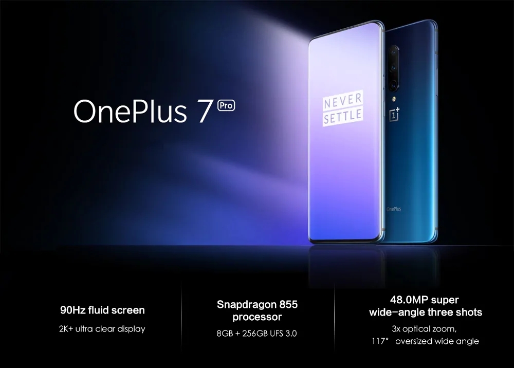 OnePlus 7 Pro Global Rom 6.67 Inch QHD+ AMOLED 90Hz HDR10+ 4000mAh NFC 48MP Rear Camera 8GB 256GB UFS 3.0 Snapdragon 855 4G Smartphone