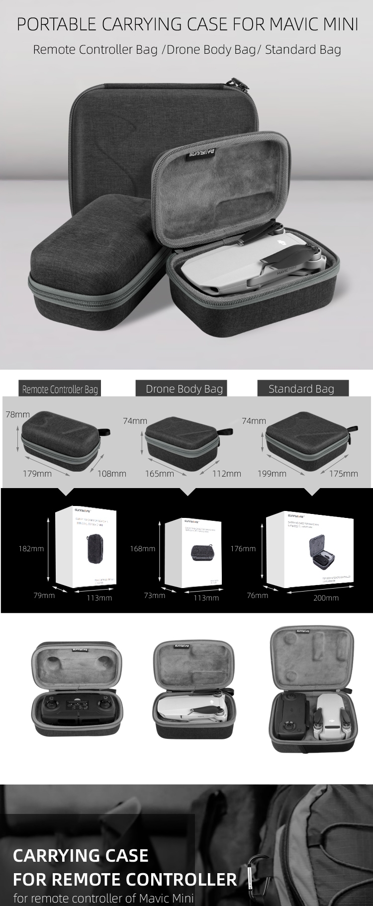 Sunnylife Waterproof Storage Bag Handbag Carrying Box Case for DJI MAVIC Mini Drone Remote Controller