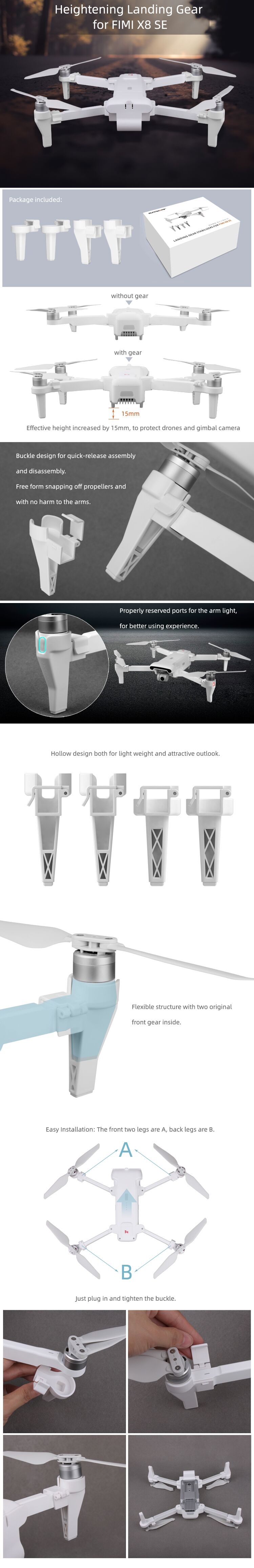 Sunnylife Extended Heighten Landing Gear Gimbal Camera Protector Set for FIMI X8 SE RC Quadcopter