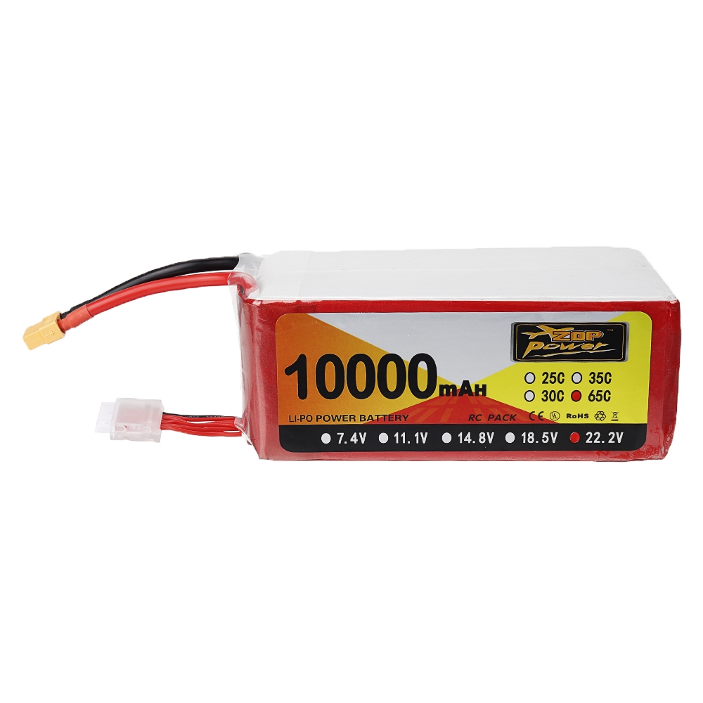 ZOP Power 22.2V 10000mAh 65C 6S Lipo Battery XT60 Plug for FPV RC Quadcopter Agriculture Drone