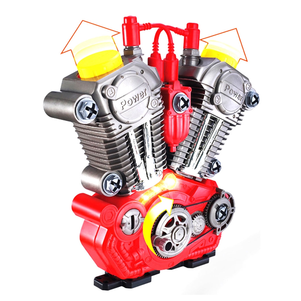 DIY Assembly Simulation Motorcycle Engine Set Model with Light and Music Educational Toy