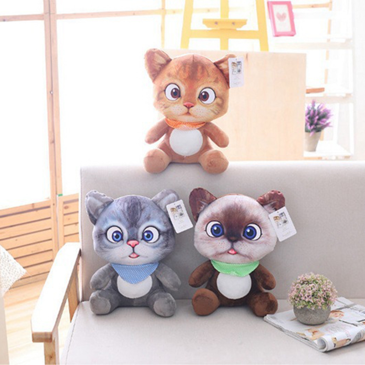 20/30 CM Cute Soft Stuffed Cat Seat Dolls Pillow Cushion Plush Animal Toy for Kids Gifts