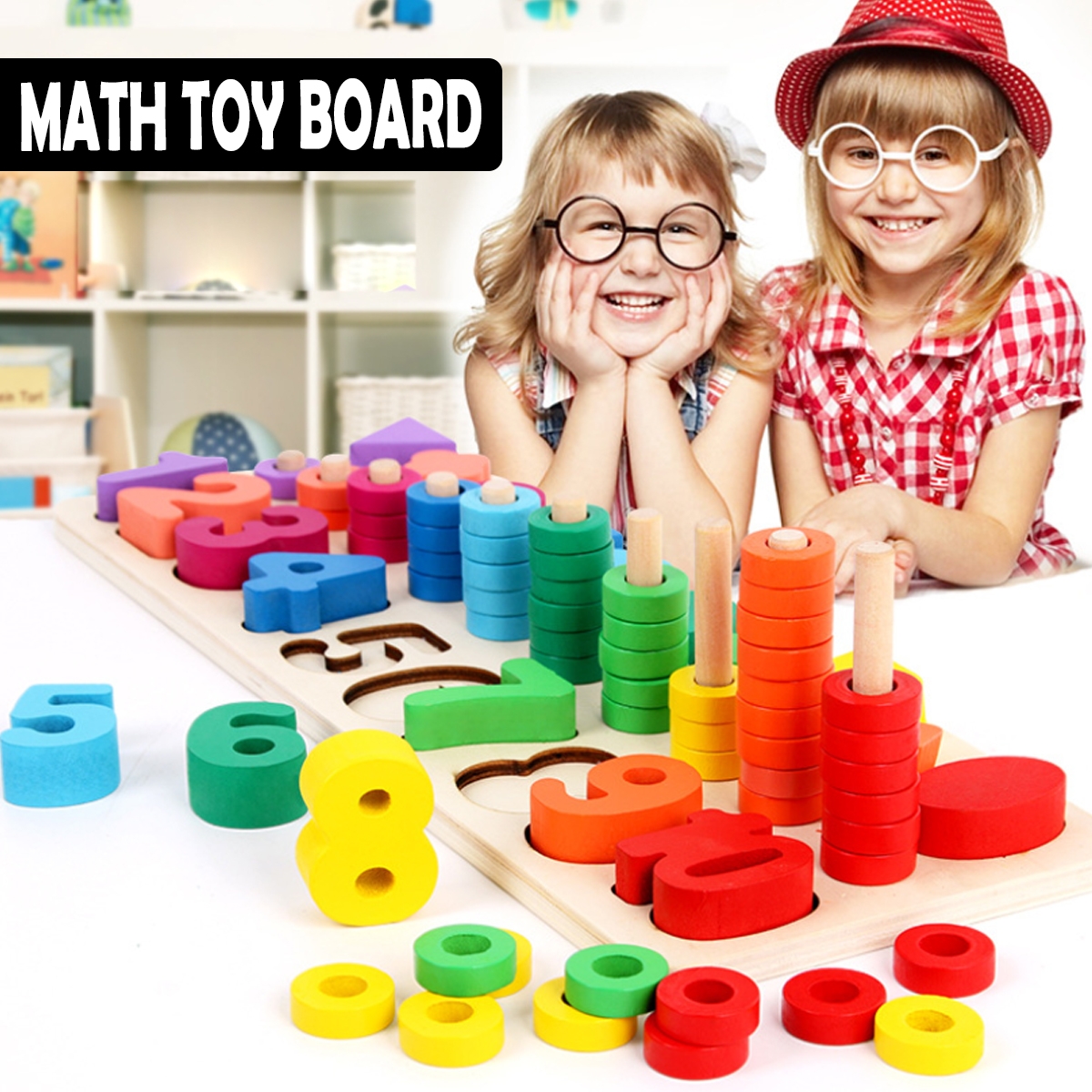 Wooden Math Toy Board Montessori Counting Board Preschool Learning Toys for Children Gifts