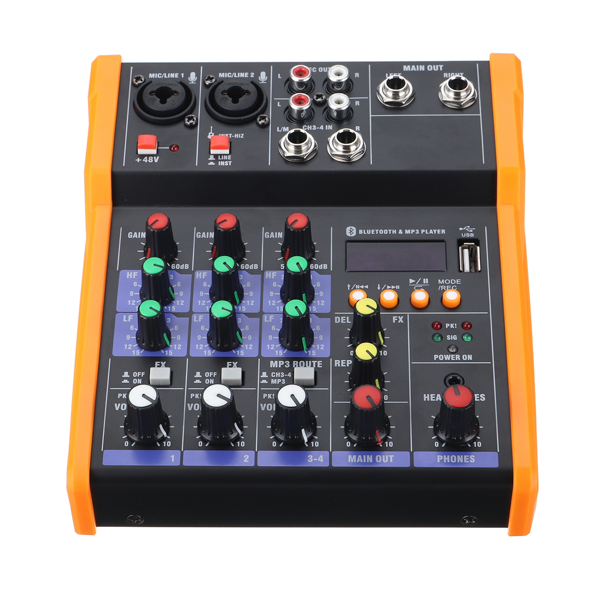 4 Channel Bluetooth DJ Mic Audio Mixer Live Studio Audio Mixing Console