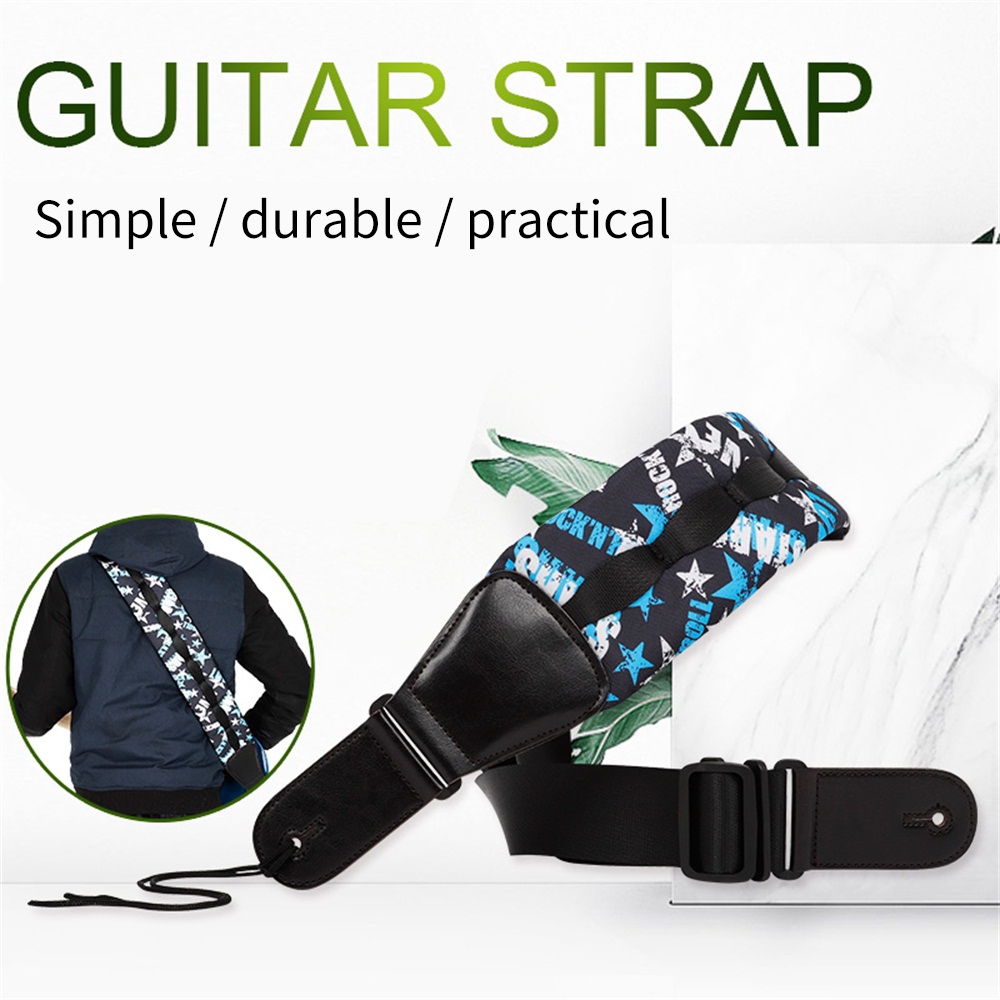 GS-05 Guitar Decompression Shoulder Strap for Bass Electric Guitar 2" Wide Neoprene Pad and Adjustable Length