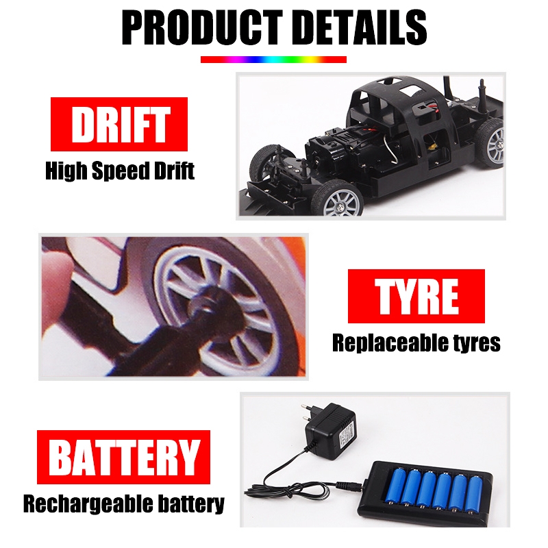 1/16 2.4G 4WD Drift Stunt Racing Drift High Speed RC Car Children Outdoor Game Toys