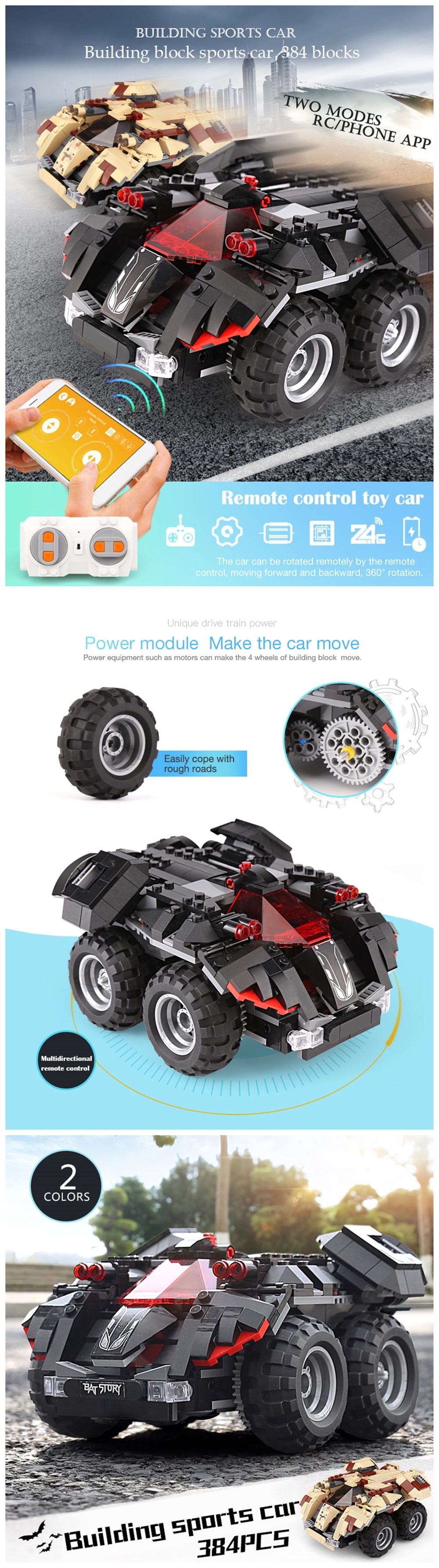 Mould King 2.4G DIY Smart Block Building Programmable Bluetooth APP/Stick Control Assembled RC Robot Car