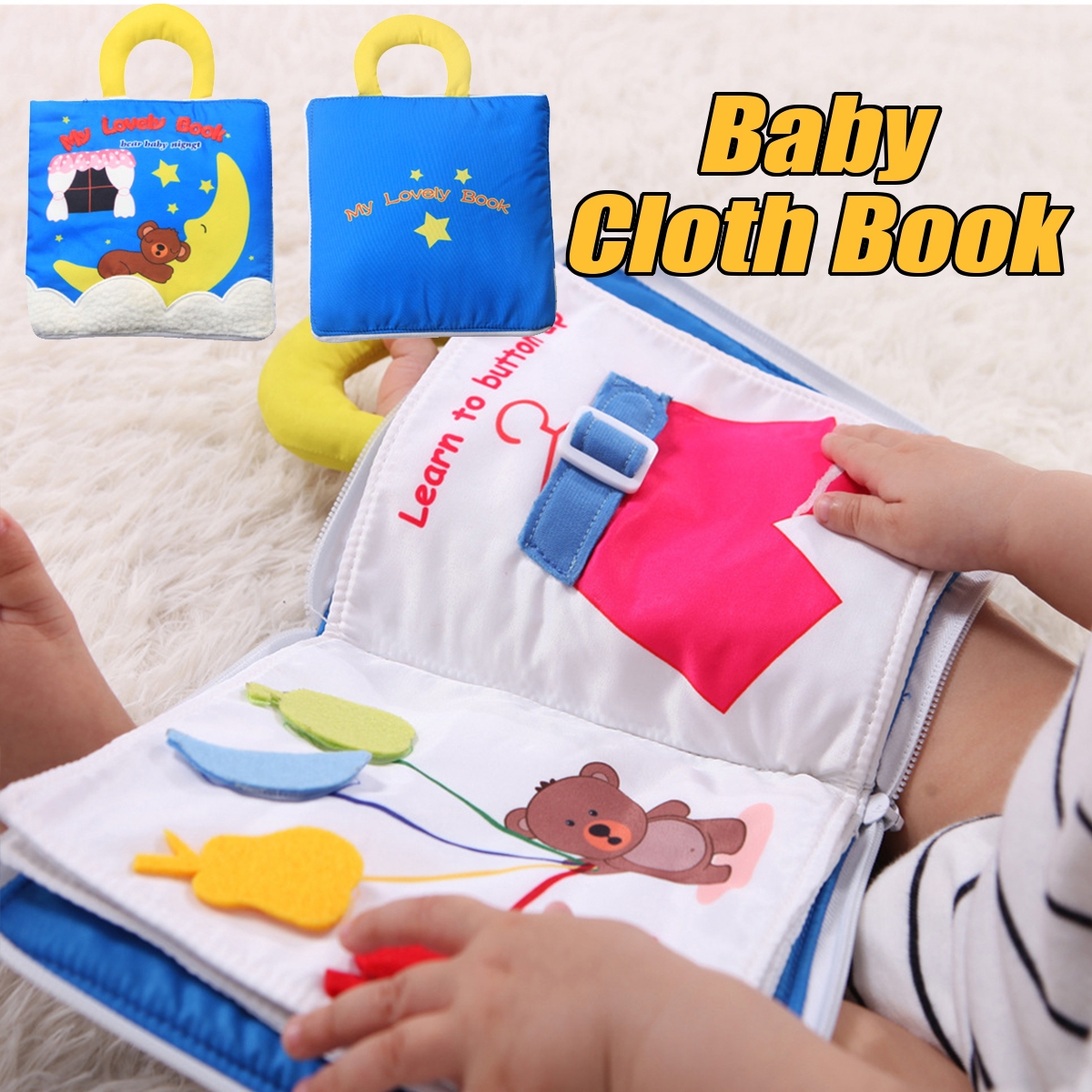 Infant Early Education Soft Cloth Books Baby Learning Activity Practice Hands Book Toys - Photo: 1