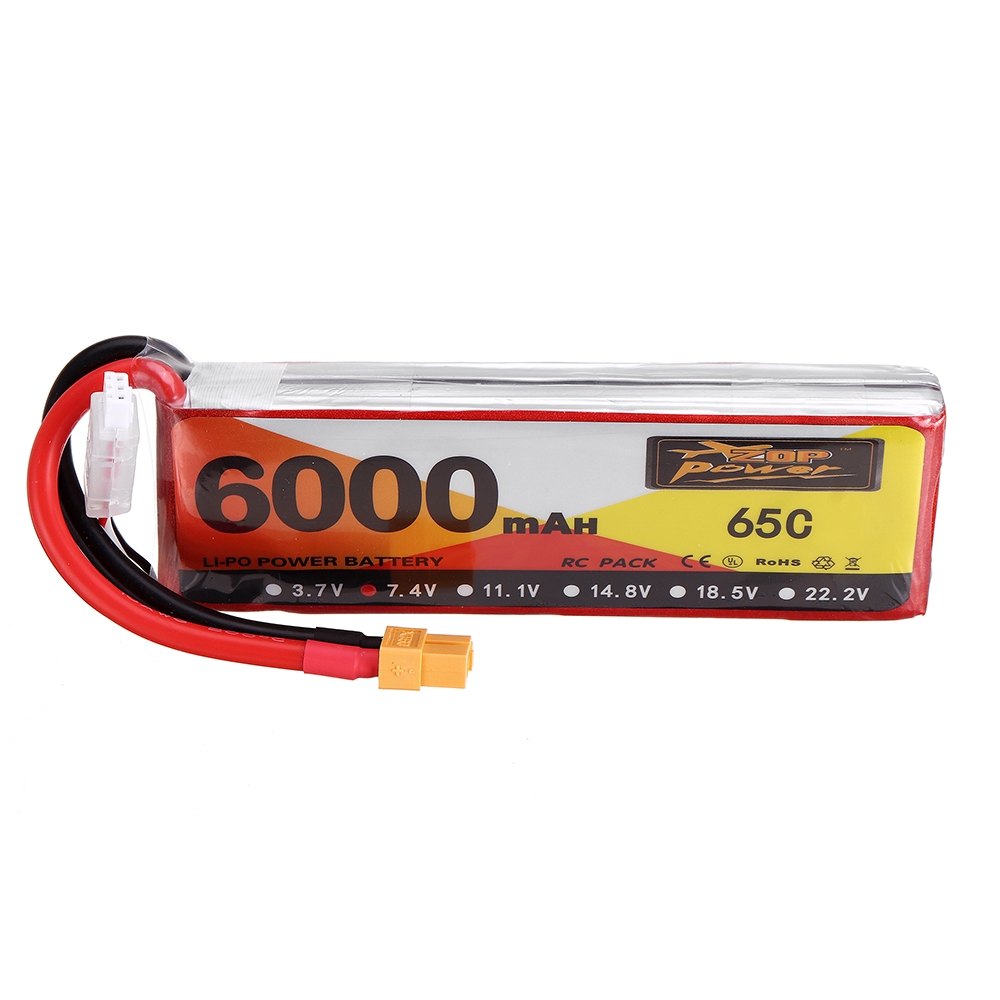 ZOP Power 7.4V 6000mAh 65C 2S Lipo Battery XT60 Plug for RC Quadcopter