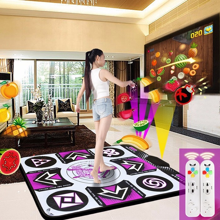 English Menu HD Dance Mat Double TV Computer Interface Dance Rug Dual Players Dancing Machine Yoga Fitness With Two Gamepads