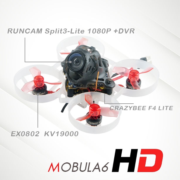 27g Happymodel Mobula6 HD M6 65mm Crazybee F4 Lite 1S Whoop FPV Racing Drone BNF w/ Runcam Split3-lite 1080P HD DVR Camera