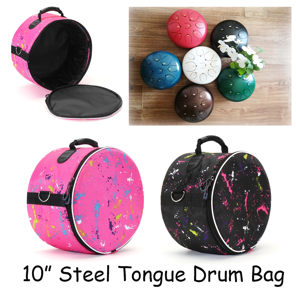 10 Inch Oxford Fabric Steel Tongue Drum Bag Durable Portable Shoulder Bag Handbag