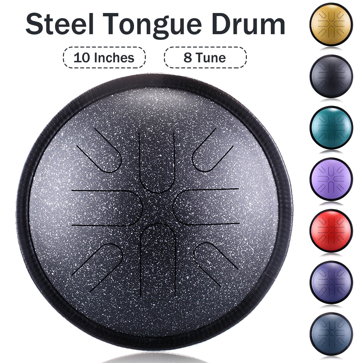10'' 8 Notes Steel Tongue Drum Handpan Hand Tankdrum With Storage Bag Mallets