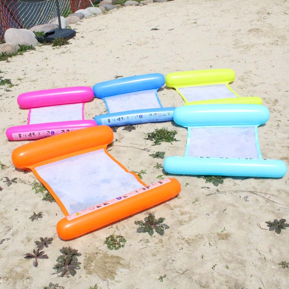 130 * 80CM Hammock Foldable Dual-use Backrest Inflatable Toys Water Play Lounge Chair Floating Bed Leisure Toy with Inflator