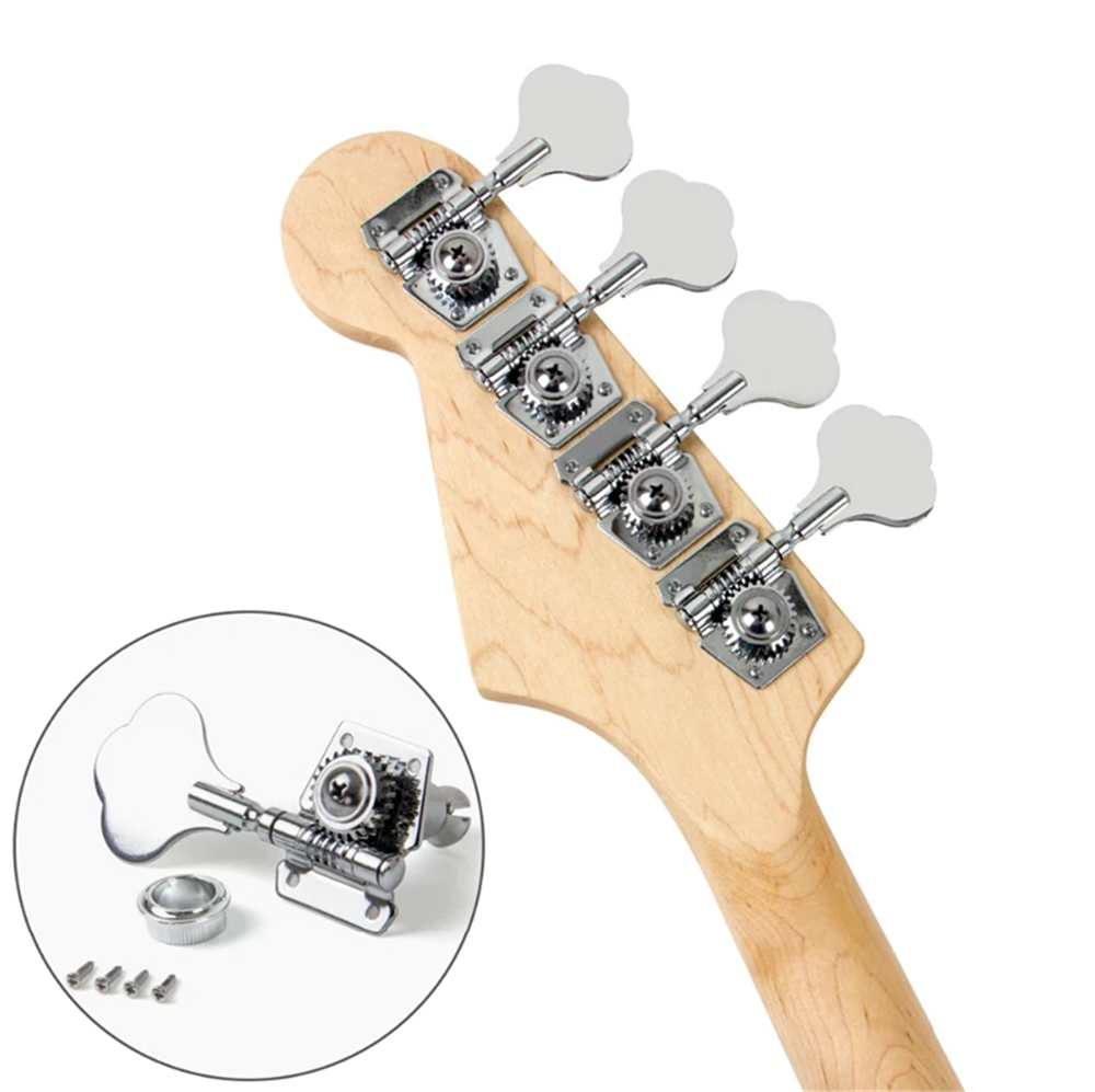 4Pcs Guitar Tuning Pegs Electric Bass Tuner Peg Guitar Open Gear Tuning Pegs Machine Heads for Jazz Bass Guitar Silver